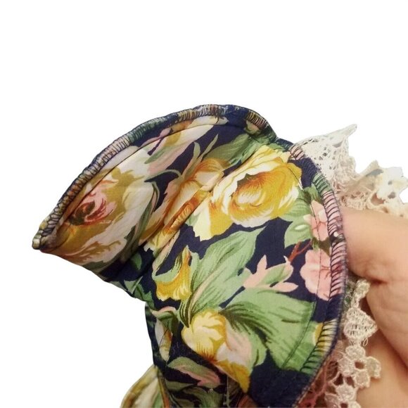 Vtg 80s Sara Michelle floral lace collar pearl button cottagecore blouse - Picture 7 of 9